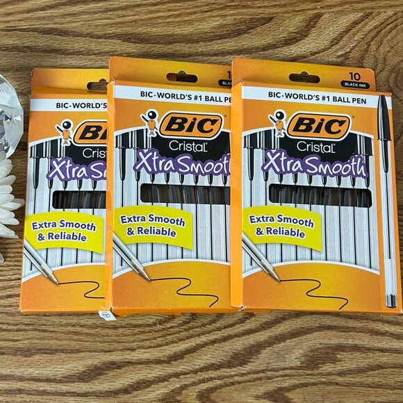 3× BIC Cristal Ballpoint Pens Medium 1.0 mm Black Ink 10 Packs (30 Total) - Picture 2 of 3